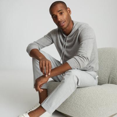 Santiago Soft Grey Cashmere Blend Hoodie – REISS