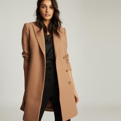 Evie Camel Wool Blend Mid Length Overcoat – REISS