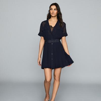 Fiona Navy Lace Trim Utility Dress – REISS