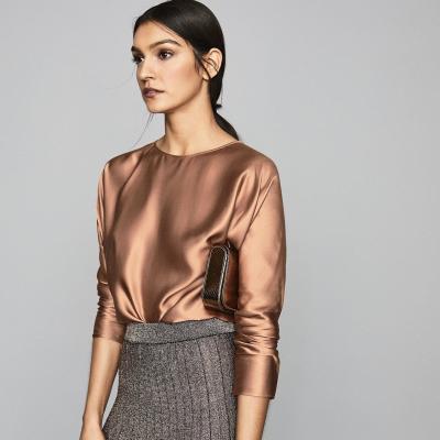 Keira Nude Silk Blend Top – REISS