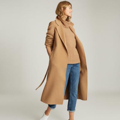 Leah Camel Wool Blend Longline Overcoat – REISS