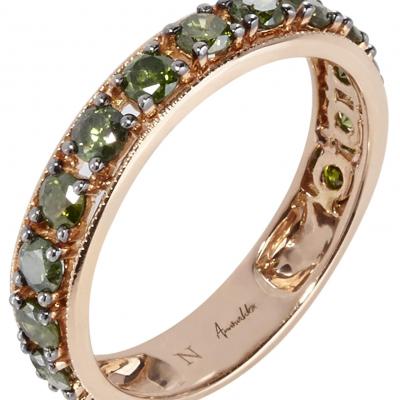 18ct Rose Gold Dusty Diamonds Green Diamond Eternity Ring ANNOUSHKA