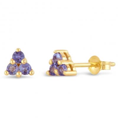 Gold Shuga Tanzanite Trillion Stud Earrings DINNY HALL