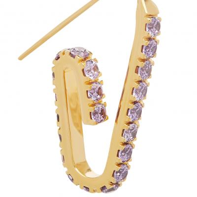 Gold-Plated The Jumbo Pavé Paperclip Earring 