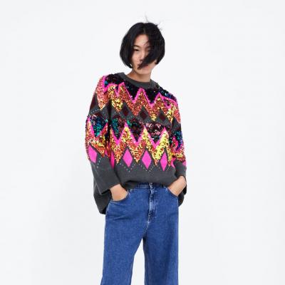 OVERSIZED SWEATER WITH SEQUINS-WOMAN ZARA 