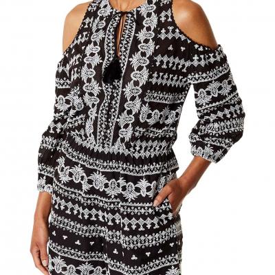 Karen Millen Embroidered Playsuit, Black