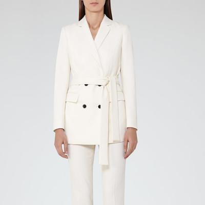 Angie Off White Double-Breasted Blazer - REISS