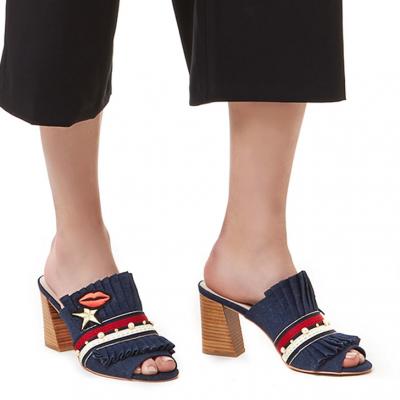 Mistres Denim Mid Heel Mules By KG Kurt Geiger Kurt