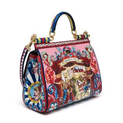 Dolce & Gabbana Sicily Medium Multicolor Leather Top-Handle Satchel