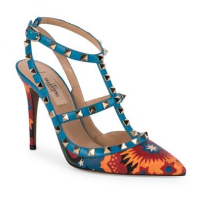 Valentino Wonderland Rockstud Leather Slingbacks