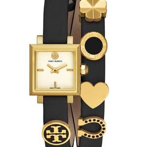 Tory Burch Saucy Goldtone Stainless Steel & Double Wrap Leather-Strap Watch
