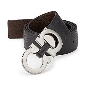 Salvatore Ferragamo - Textured Leather Double Gancini Buckle 