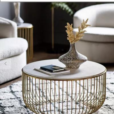 Gallery Direct Sutton Marble Coffee Table, Natural/Gold
