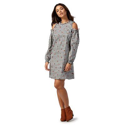 Red Herring Black gingham cold shoulder dress Debenhams