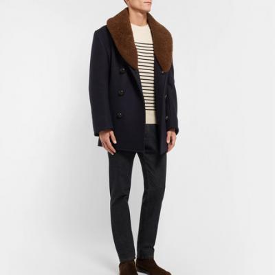 Brioni - Double-Breasted Shearling-Trimmed Cashmere-Felt Coat