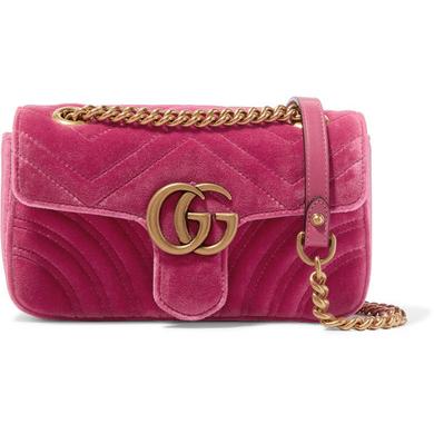 Gucci GG Marmont mini quilted velvet shoulder bag