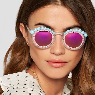 Freda Banana Lulu embellished round-frame acetate mirrored sunglasses