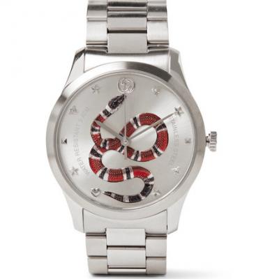 Gucci - G-Timeless Snake-Dial 38mm Stainless Steel Watch
