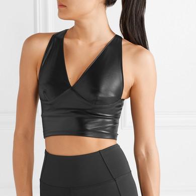 Heroine Sport Jetset cutout glossed-stretch sports bra