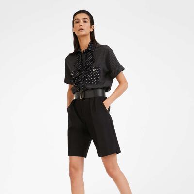 Silk crêpe de chine shirt, black - 