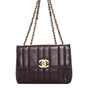 Chanel Dark Brown Quilted Caviar Leather Medium Double Flap Bag