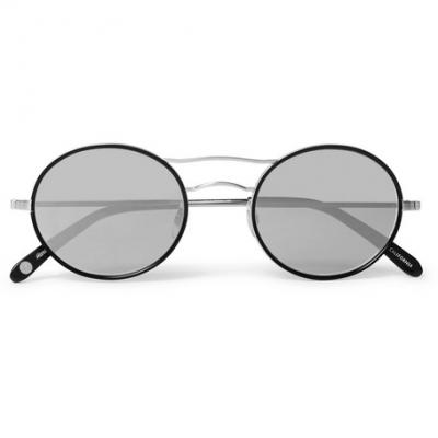 Garrett Leight California Optical - Sanborn 49 Round-Frame Silver-Tone and Acetate Sunglasses