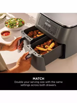 Ninja DZ300UK Dual Zone Air Fryer, 7.6L, Grey