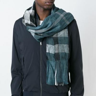 Burberry Check Crinkled Linen Scarf