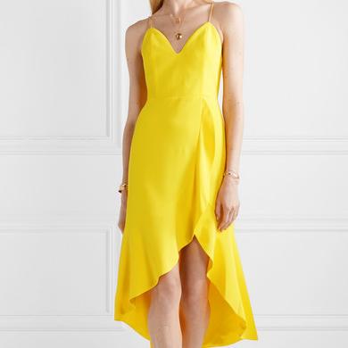 Alice + Olivia Cobi wrap-effect crepe midi dress