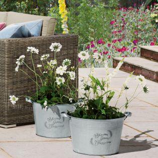 Set Of 2 Galvanised Planters - Next UK