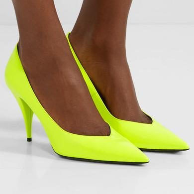 SAINT LAURENT Kiki neon patent-leather pumps