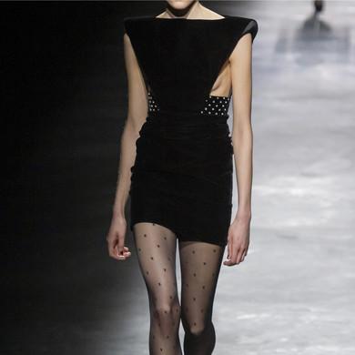 SAINT LAURENT Crystal-embellished velvet mini dress