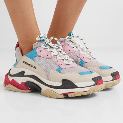 White Triple S logo-embroidered leather, nubuck and mesh sneakers Balenciaga