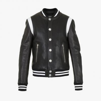 ‎ ‎ ‎Perforated Leather Varsity Jacket ‎ for ‎Men‎ - Balmain