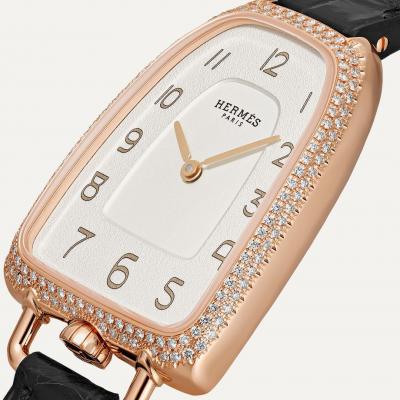 Rose gold Galop dHermès 26mm medium 18-karat rose gold, alligator and diamond watch Hermès
