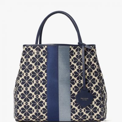 spade flower jacquard everything stripe medium tote