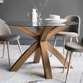 Oak & Glass Round Dining Table  Next UK 