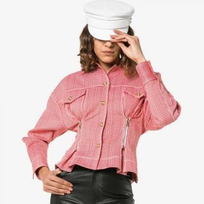 Versace check print zip detail cropped jacket