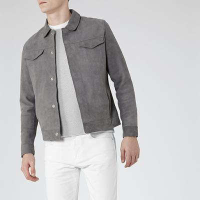 Bastian Grey Suede Jacket - men - REISS