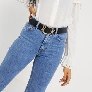 Glamorous snake buckle waist and hip jeans belt in black