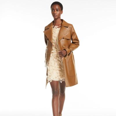 Nappa leather trench coat, tobacco - 