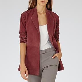 Willow Clay Suede Wrap Jacket - REISS