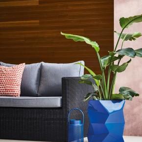 FACETED Set of 2 cobalt blue gloss fibreglass planters Buy now at Habitat UK