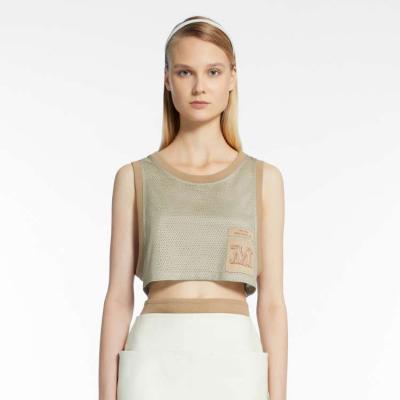 Mesh jersey top, camel - 