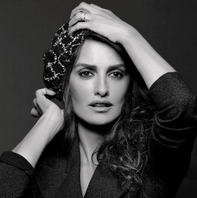 Beret, cotton tweed, black & white - CHANEL