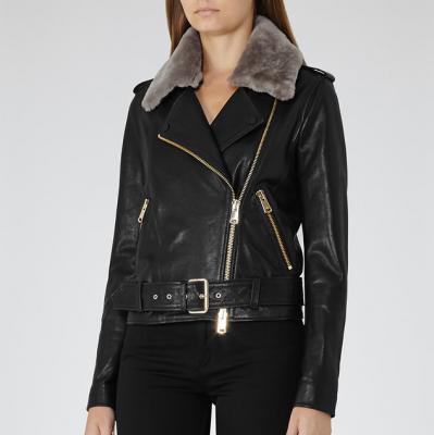Dree Black/mink Shearling And Leather Jacket - REISS