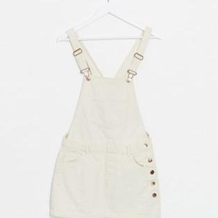 Only denim dungaree dress in cream