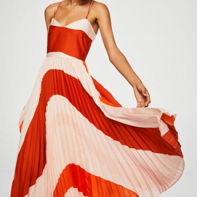 Pleated bicolor dress - Woman MANGO United Kingdom