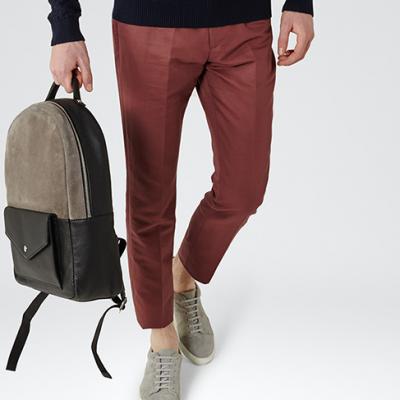 Bank Brick Cotton And Linen Trousers for men - REISS 
