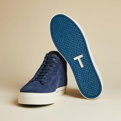 Suede high top trainer - Dark Blue - Ted Baker UK
